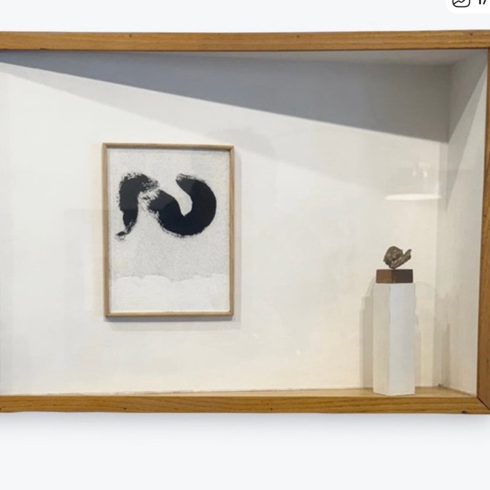 Abstract Black and White Art in Wooden Frame